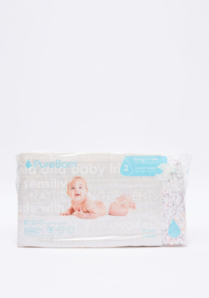 Pure Born Size 2, 32-Diapers Pack - 3-6 kgs-Disposable-image-2