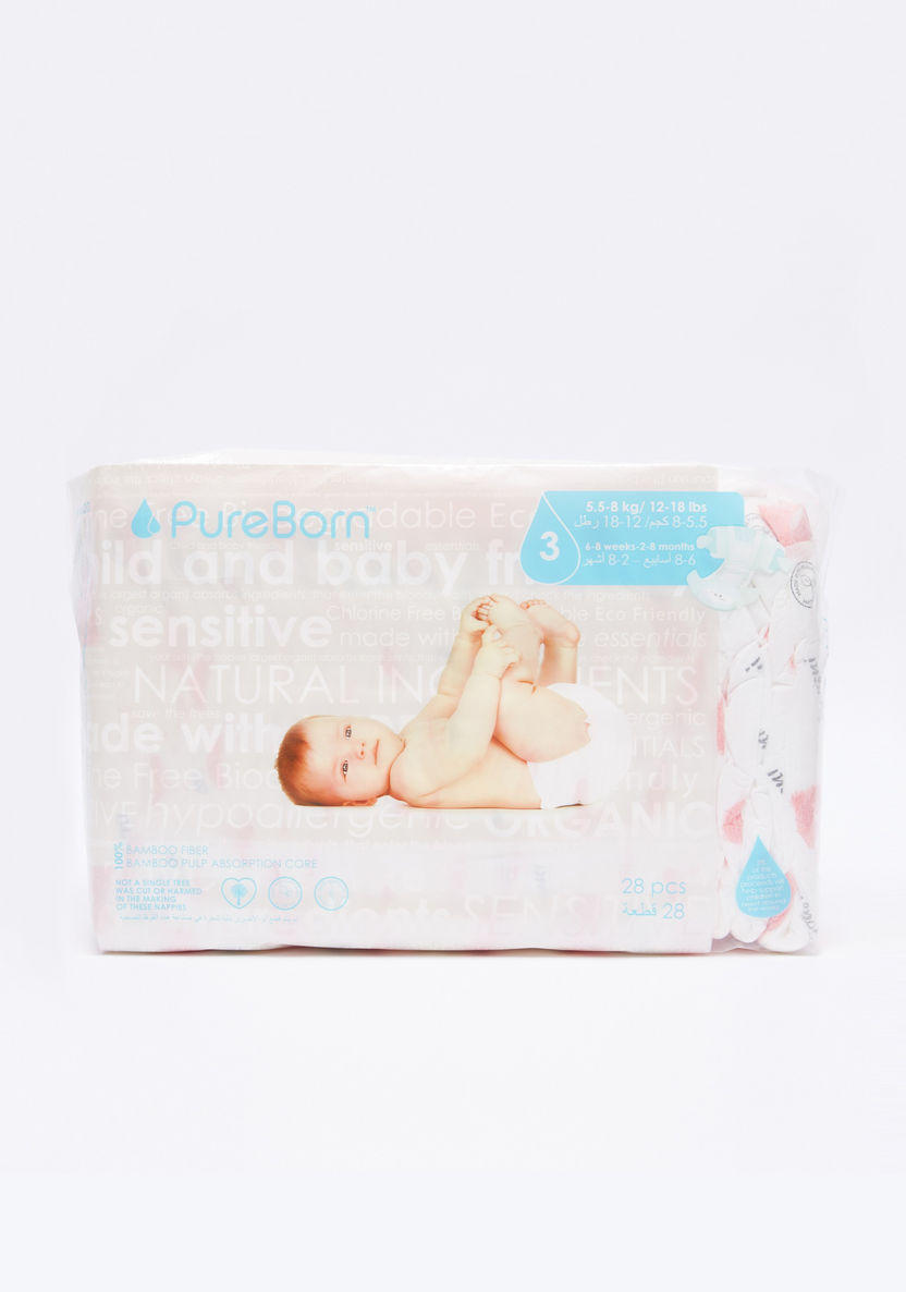 PureBorn Size 3, 28-Diapers Pack - 5.5-8 kgs-Disposable-image-2
