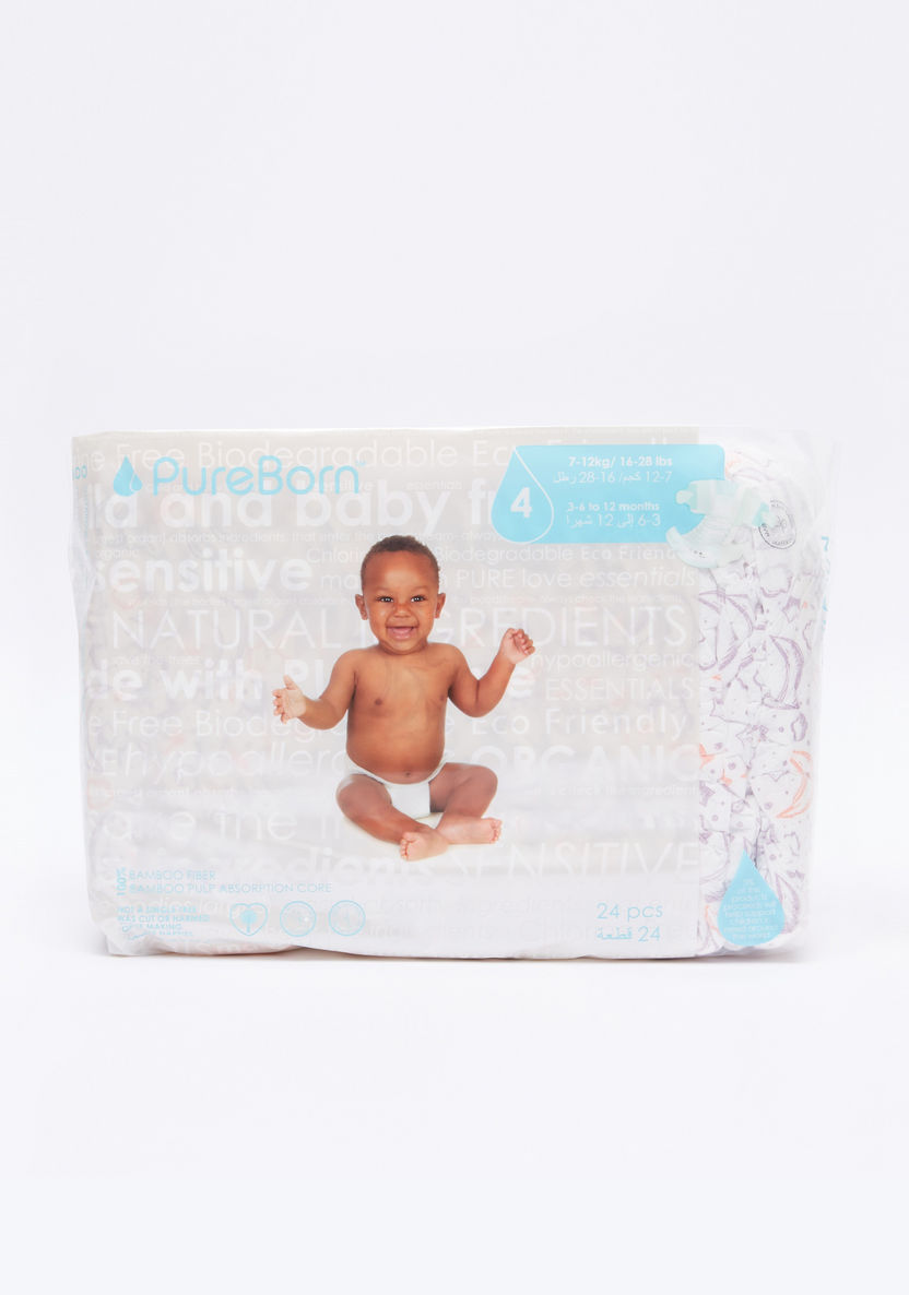 Pure Born Size 4, 24-Diapers Pack - 7-12 kgs, 6-12 Months-Disposable-image-2
