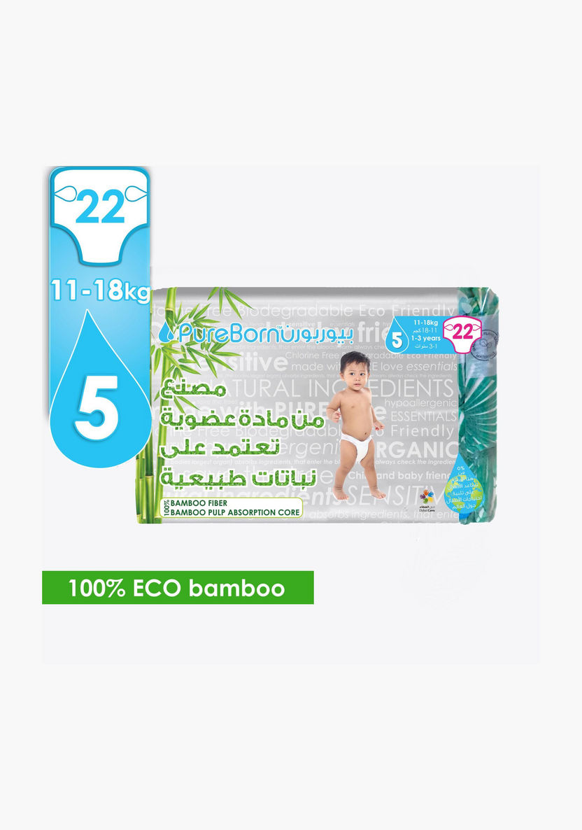 Pureborn Size 5, 22-Diapers Pack - 11-18 kgs-Disposable-image-1