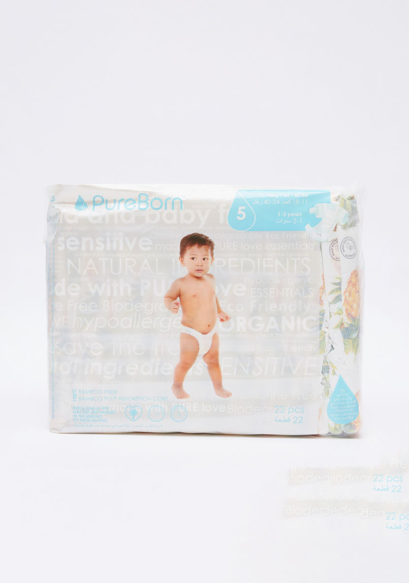Pureborn Size 5, 22-Diapers Pack - 11-18 kgs-Disposable-image-2