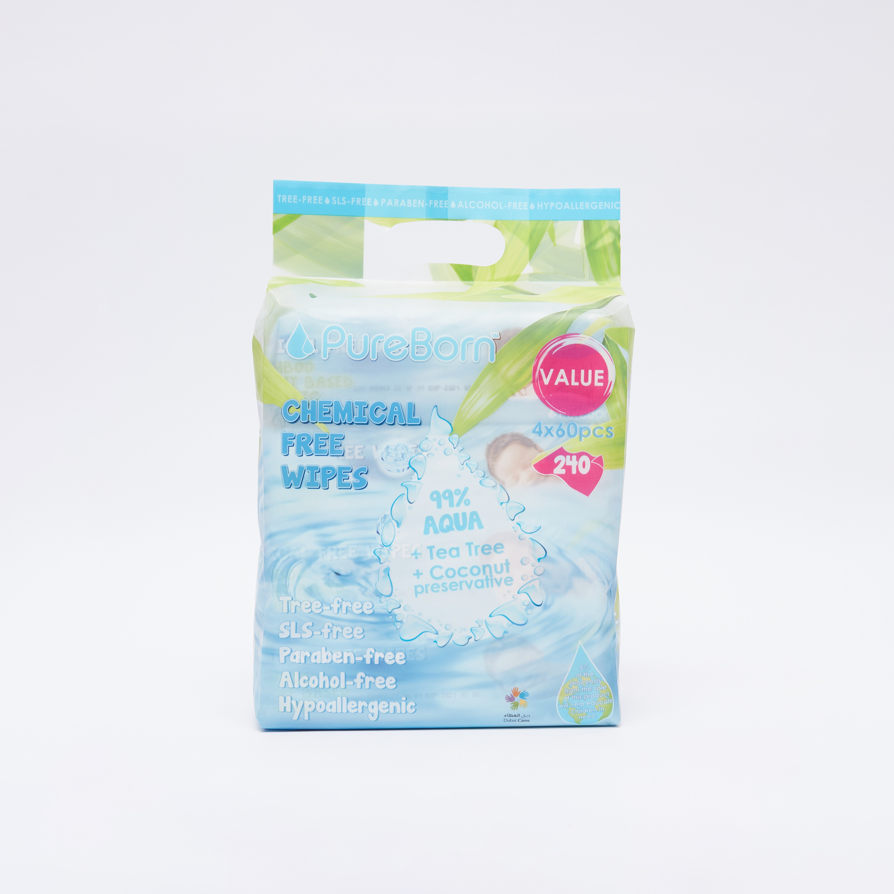 Pure Born 4x60-Piece Chemical Free Wipes-baby-bathandcare-wipes-image-3