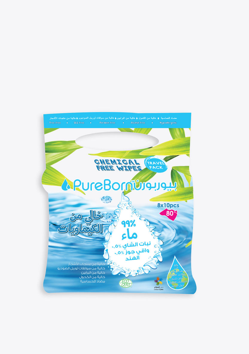 Pureborn Chemical-Free Travel Wipes - 80 Wipes-Baby Wipes-image-1