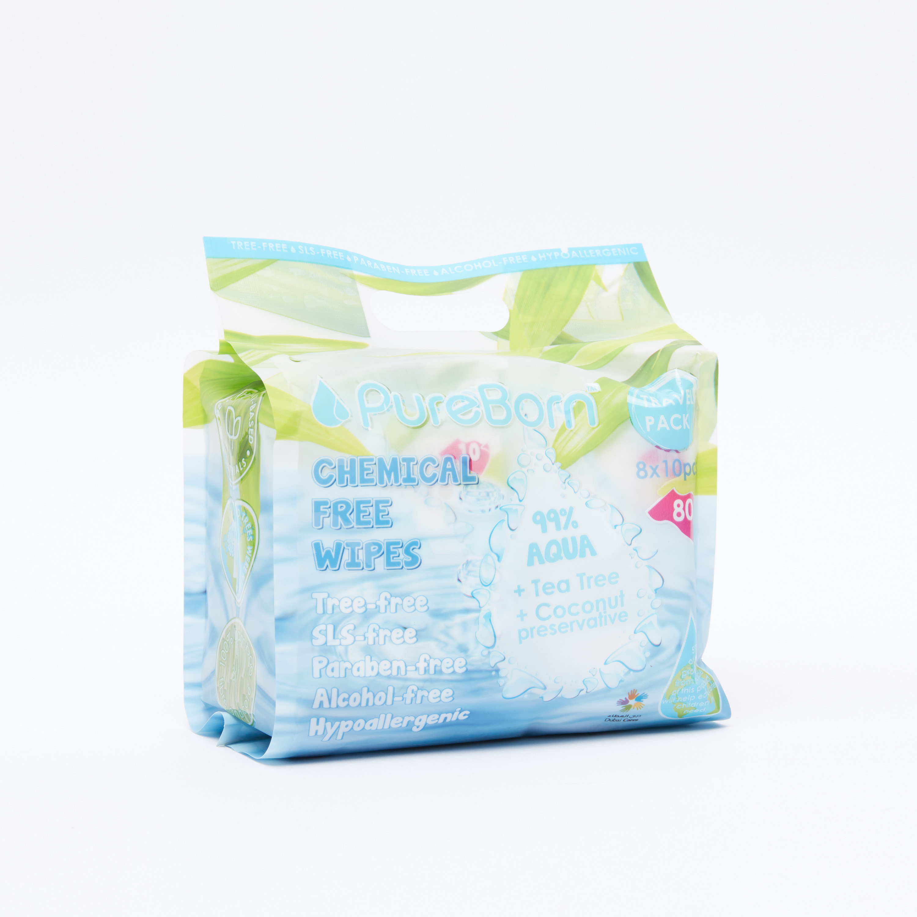 Pureborn Chemical-Free Travel Wipes - 80 Wipes-baby-bathandcare-wipes-image-3