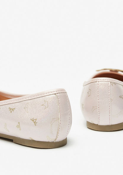 Disney Tiara Print Ballerina Shoes with Embellished Crown Trim-Girl%27s Ballerinas-image-3