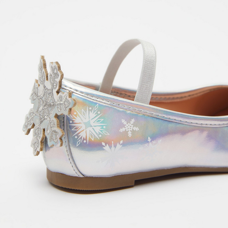 Frozen Print Round Toe Slip-On Ballerina Shoes with Elastic Strap