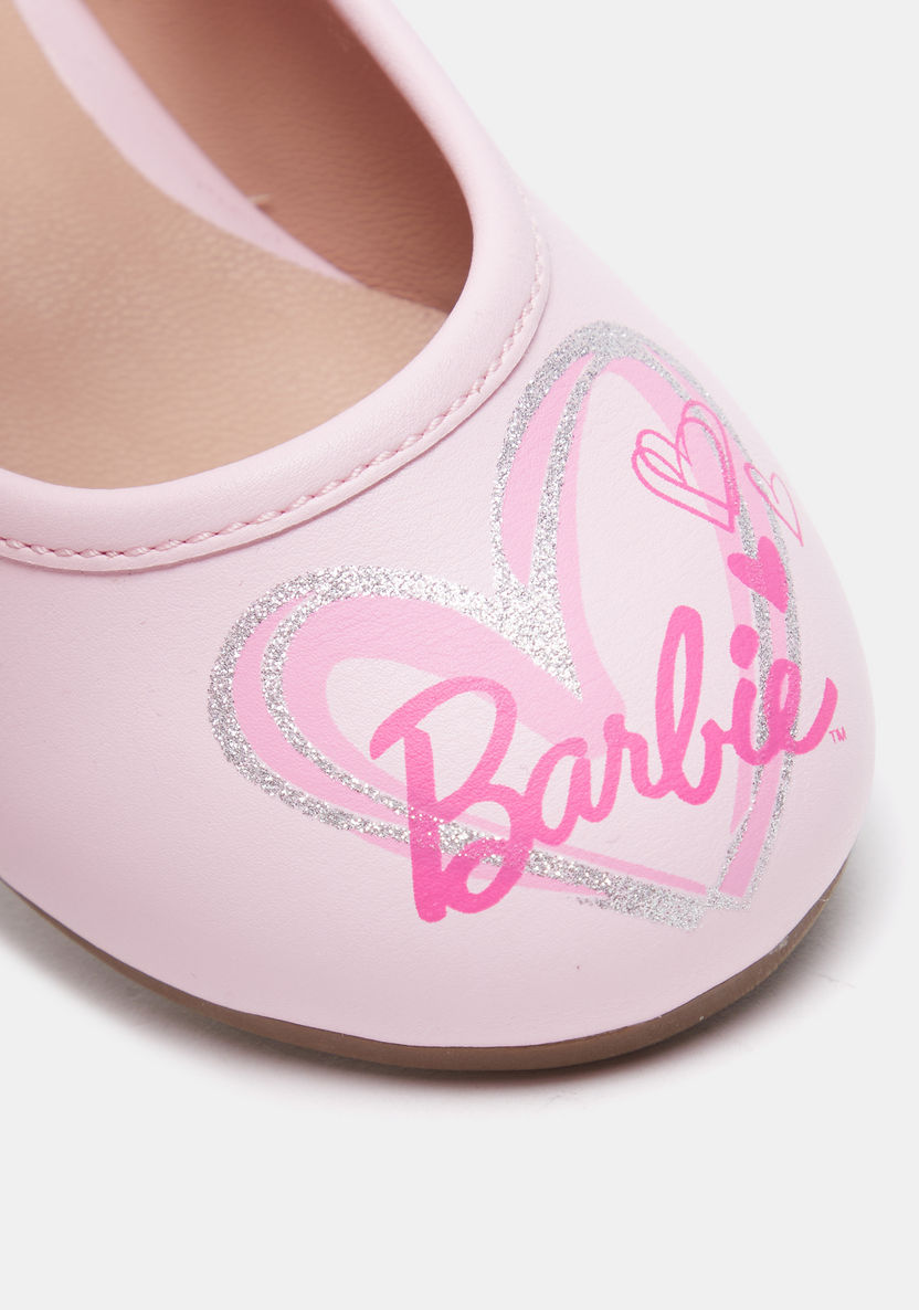 Barbie Print Round Toe Ballerina Shoes with Elasticated Strap-Girl%27s Ballerinas-image-3