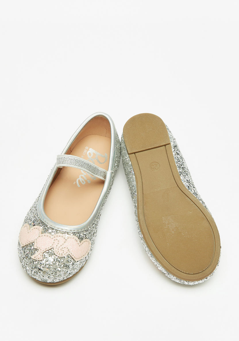 Barbie Glitter Textured Ballerina Shoes with Applique Detail-Girl%27s Ballerinas-image-2