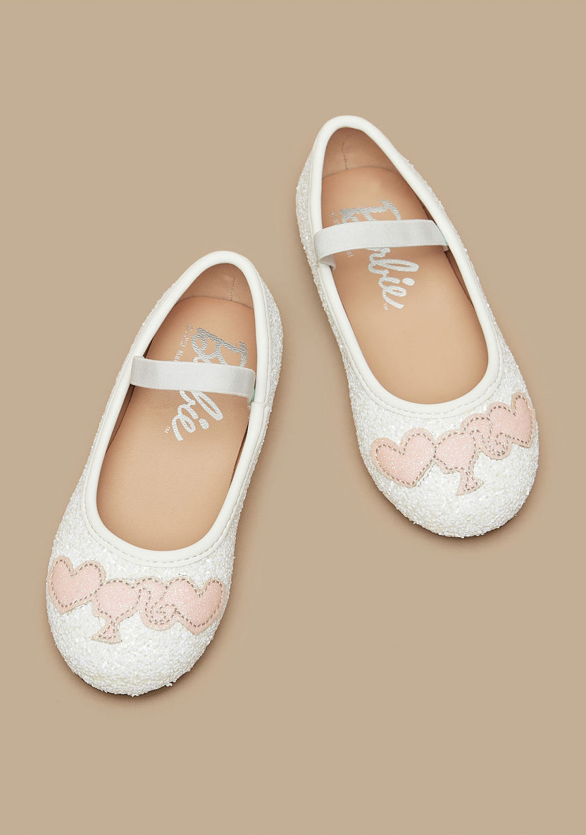 Barbie Glitter Textured Ballerina Shoes with Applique Detail-Girl%27s Ballerinas-image-1