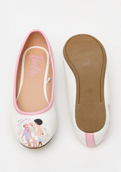 Barbie Printed Slip-On Ballerina Shoes-Girl%27s Ballerinas-image-4