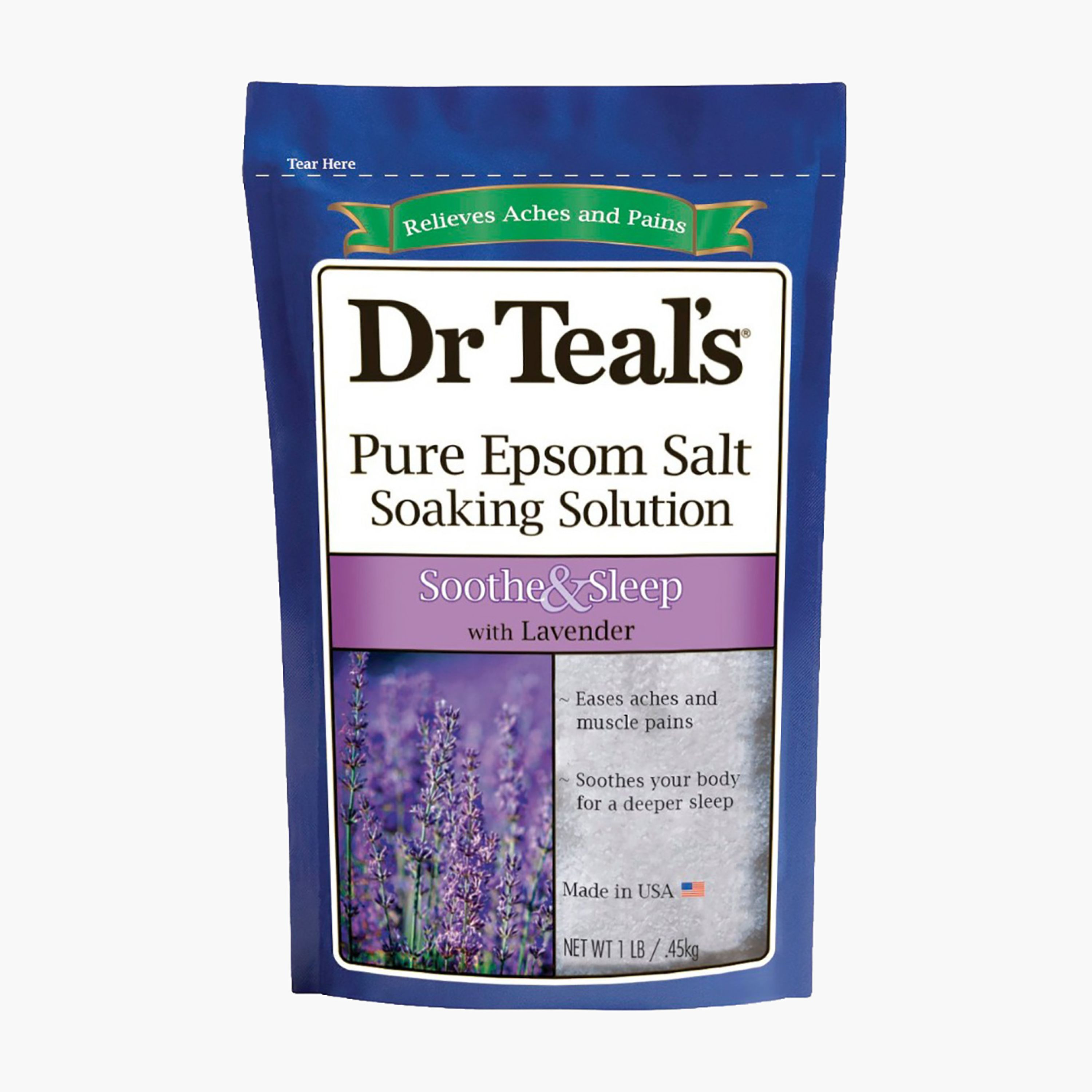 Dr Teal's Lavender Pure Epsom Salt Soaking Solution - 450 g-beautyandpersonalcare-bathandbody-bathandshower-bathsalts-image-1