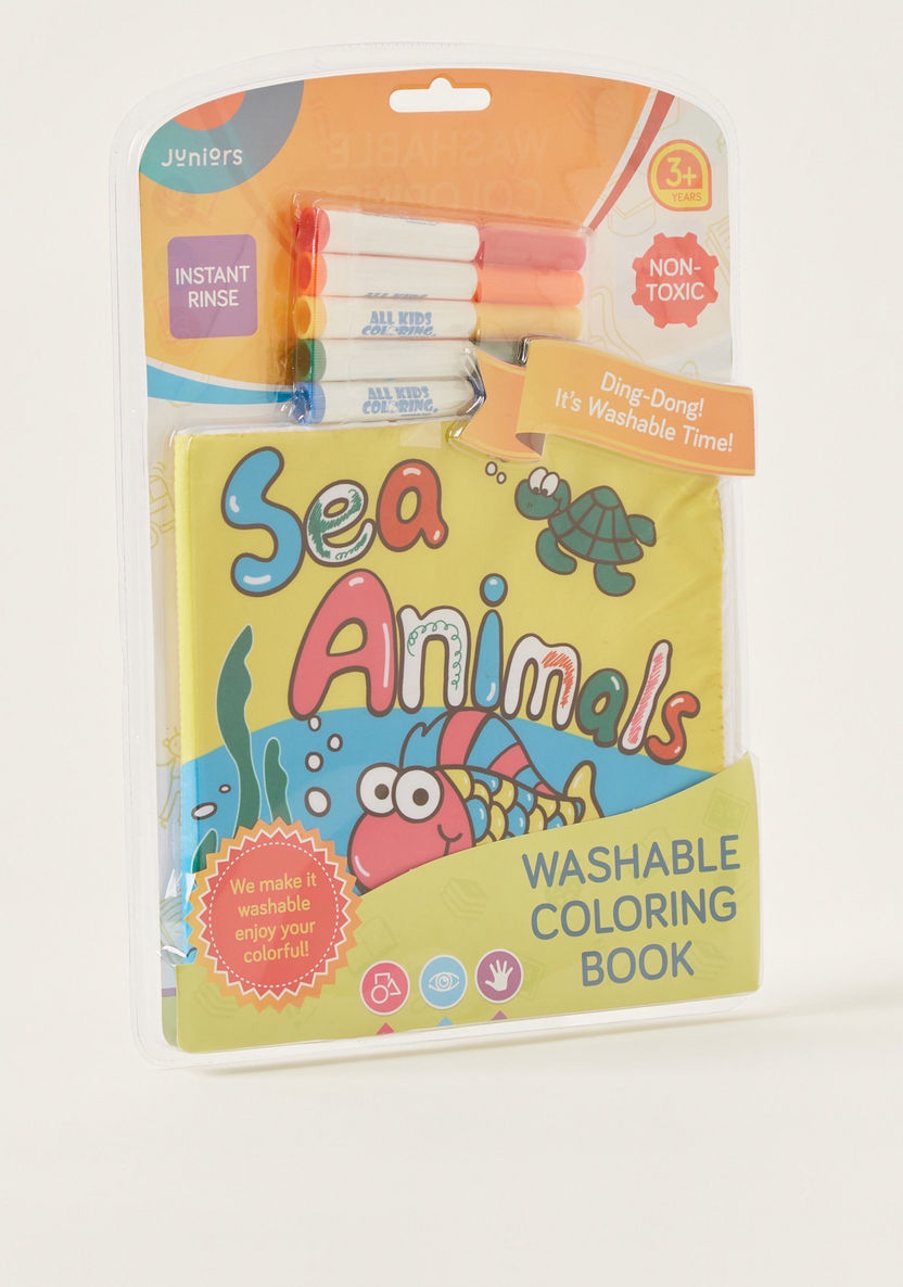 Juniors Sea Animals Washable Colouring Book and Markers Set-Educational-image-3