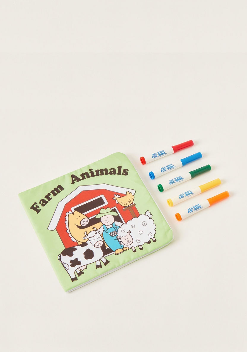 Juniors Farm Animals Washable Colouring Book and Markers Set-Gifts-image-0