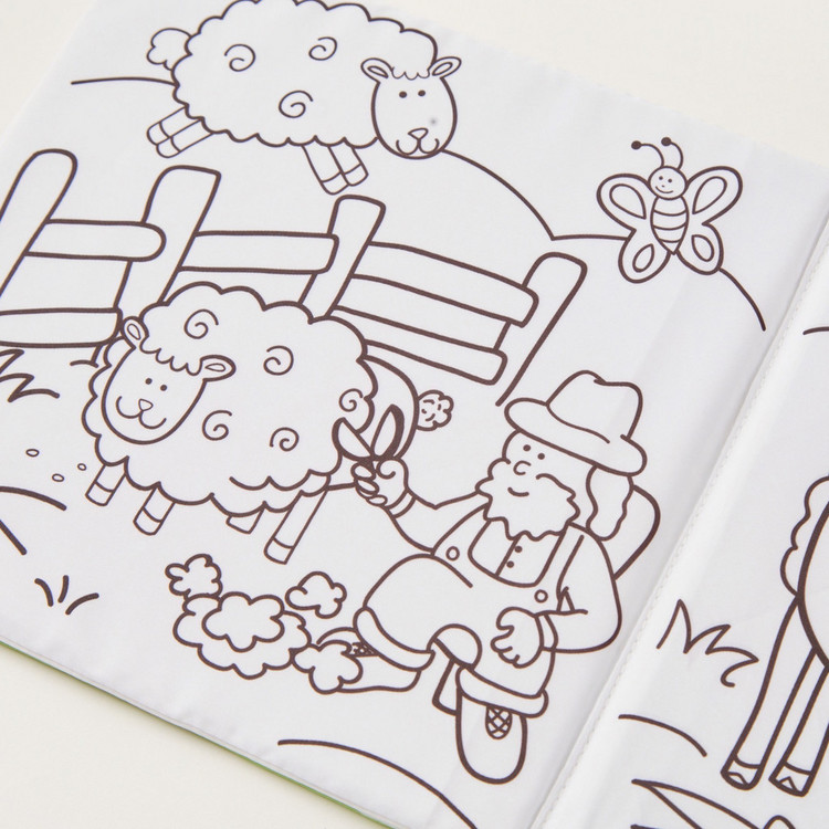 Juniors Farm Animals Washable Colouring Book and Markers Set