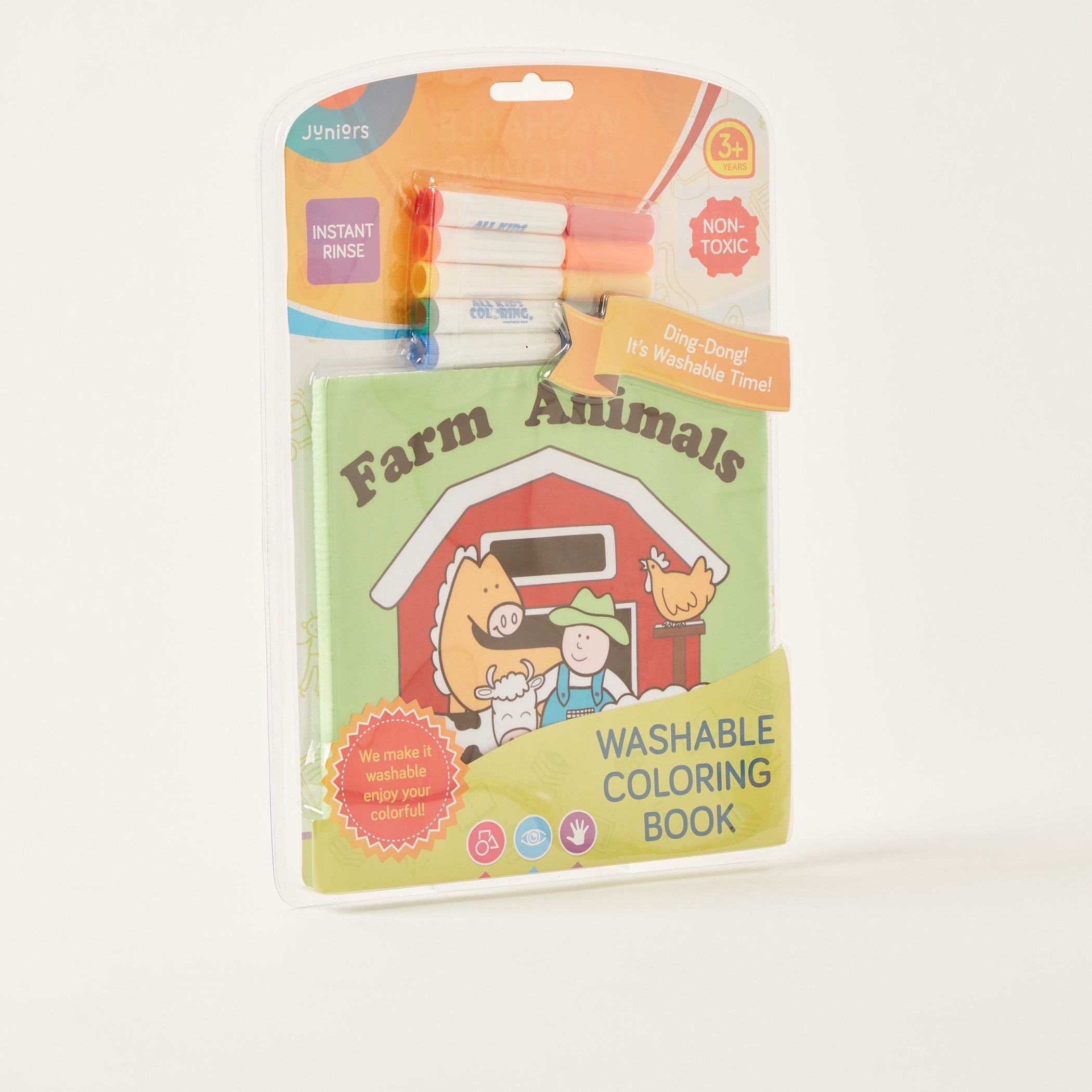Juniors Farm Animals Washable Colouring Book and Markers Set-school-artsandcrafts-image-4