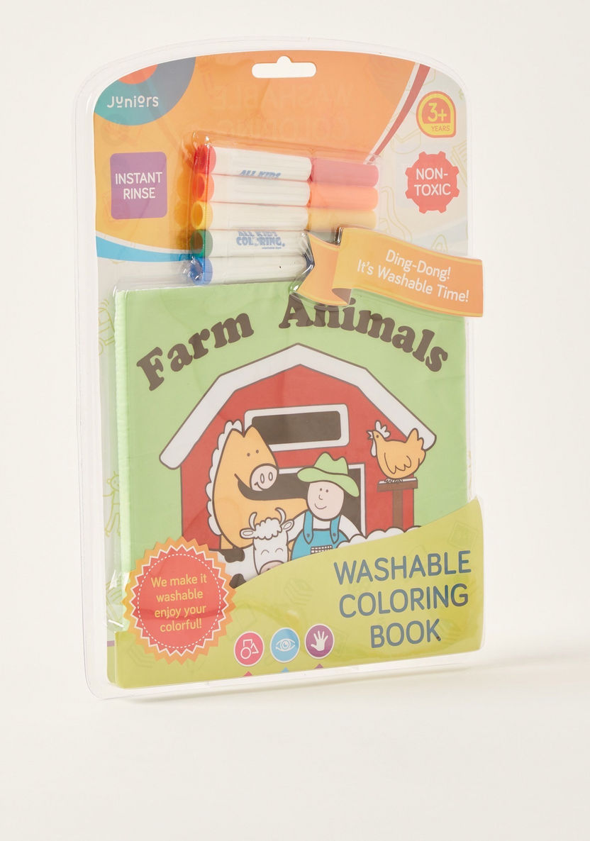 Juniors Farm Animals Washable Colouring Book and Markers Set-Gifts-image-3