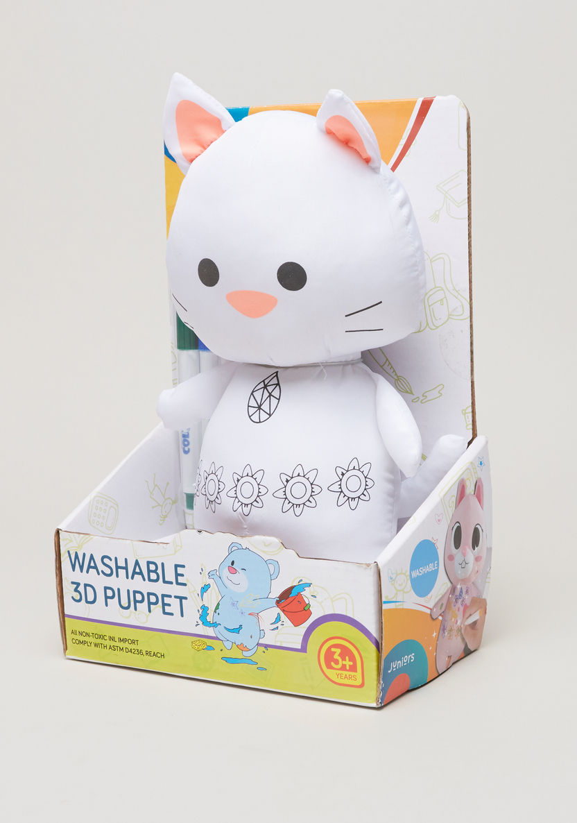 Juniors Washable Cat Puppet and Colouring Markers Set-Educational-image-0