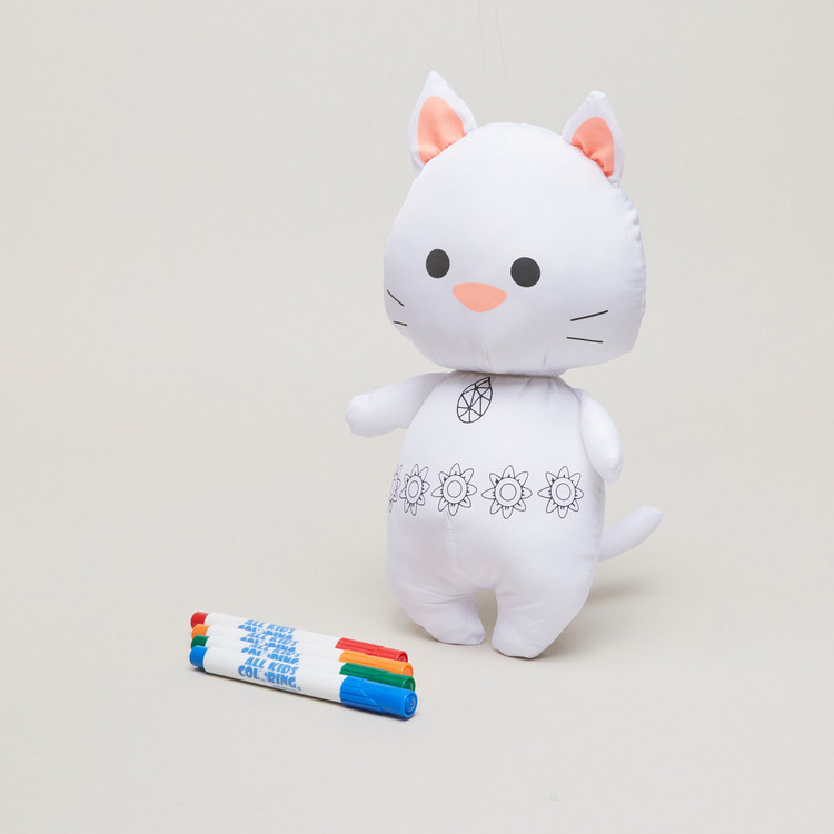 Juniors Washable Cat Puppet and Colouring Markers Set