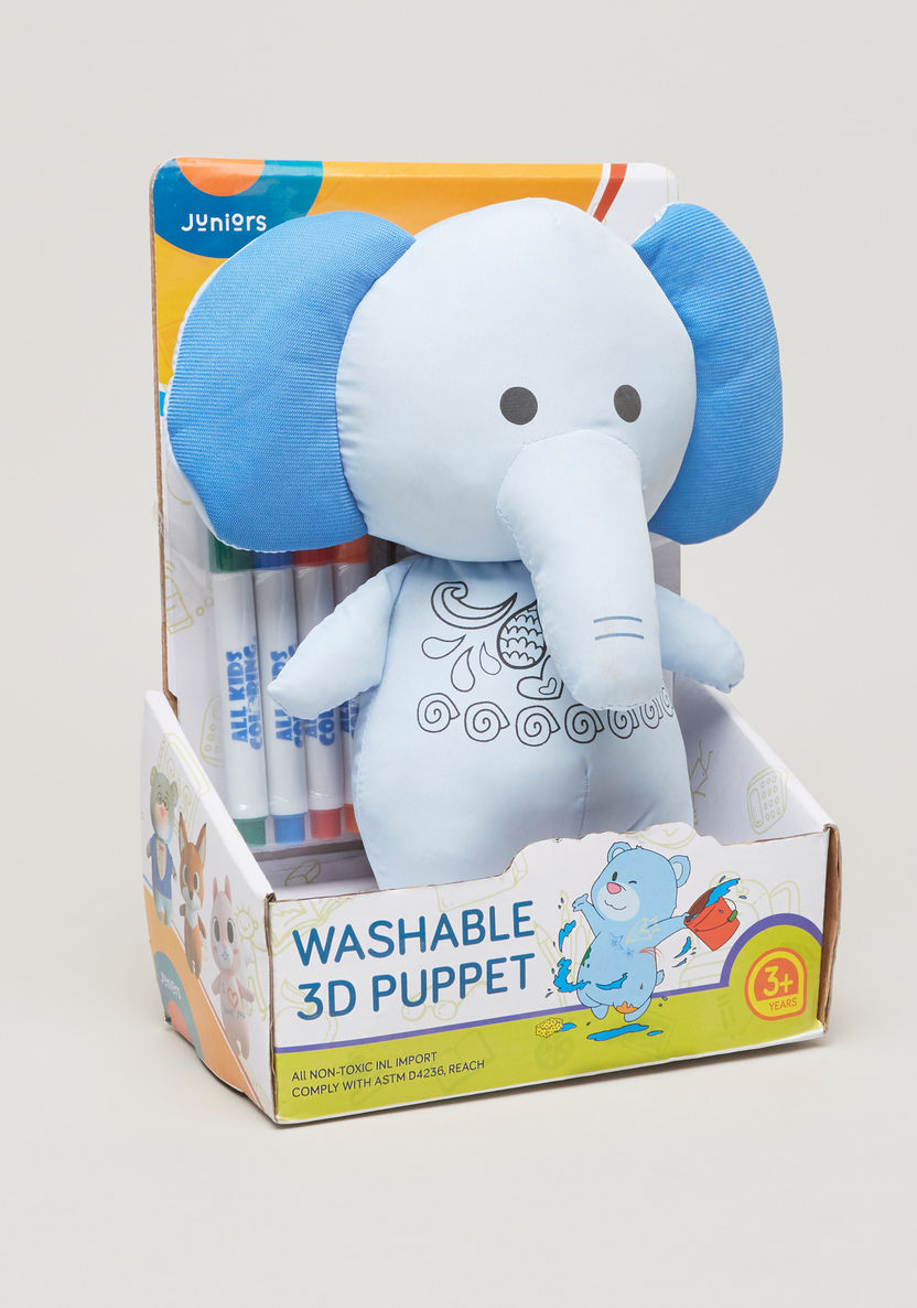 Juniors Washable Elephant Puppet and Colouring Markers Set-Gifts-image-0