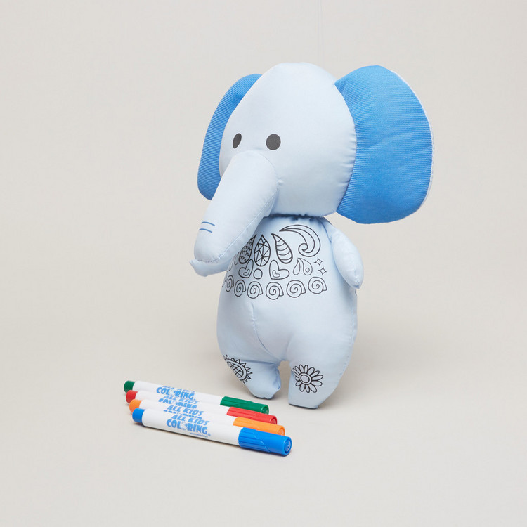 Juniors Washable Elephant Puppet and Colouring Markers Set