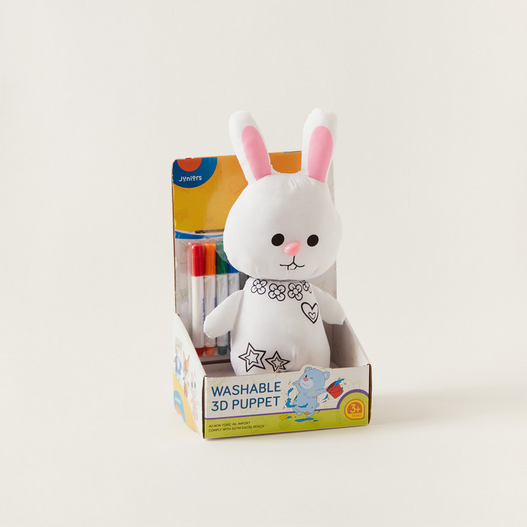 Juniors Washable Rabbit Shaped Puppet with Colouring Markers