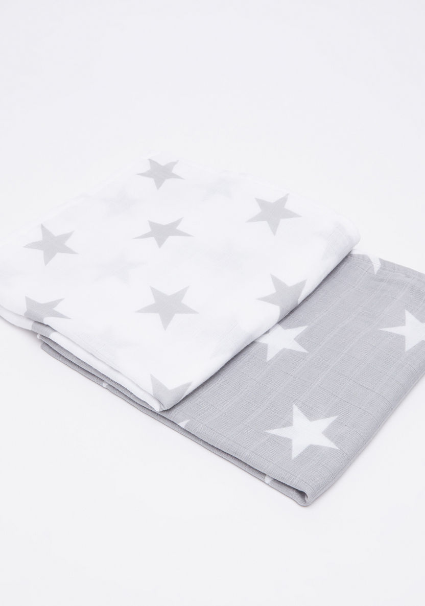 Lulujo Star Printed Swaddle Blanket - Set of 2-Swaddles and Sleeping Bags-image-2