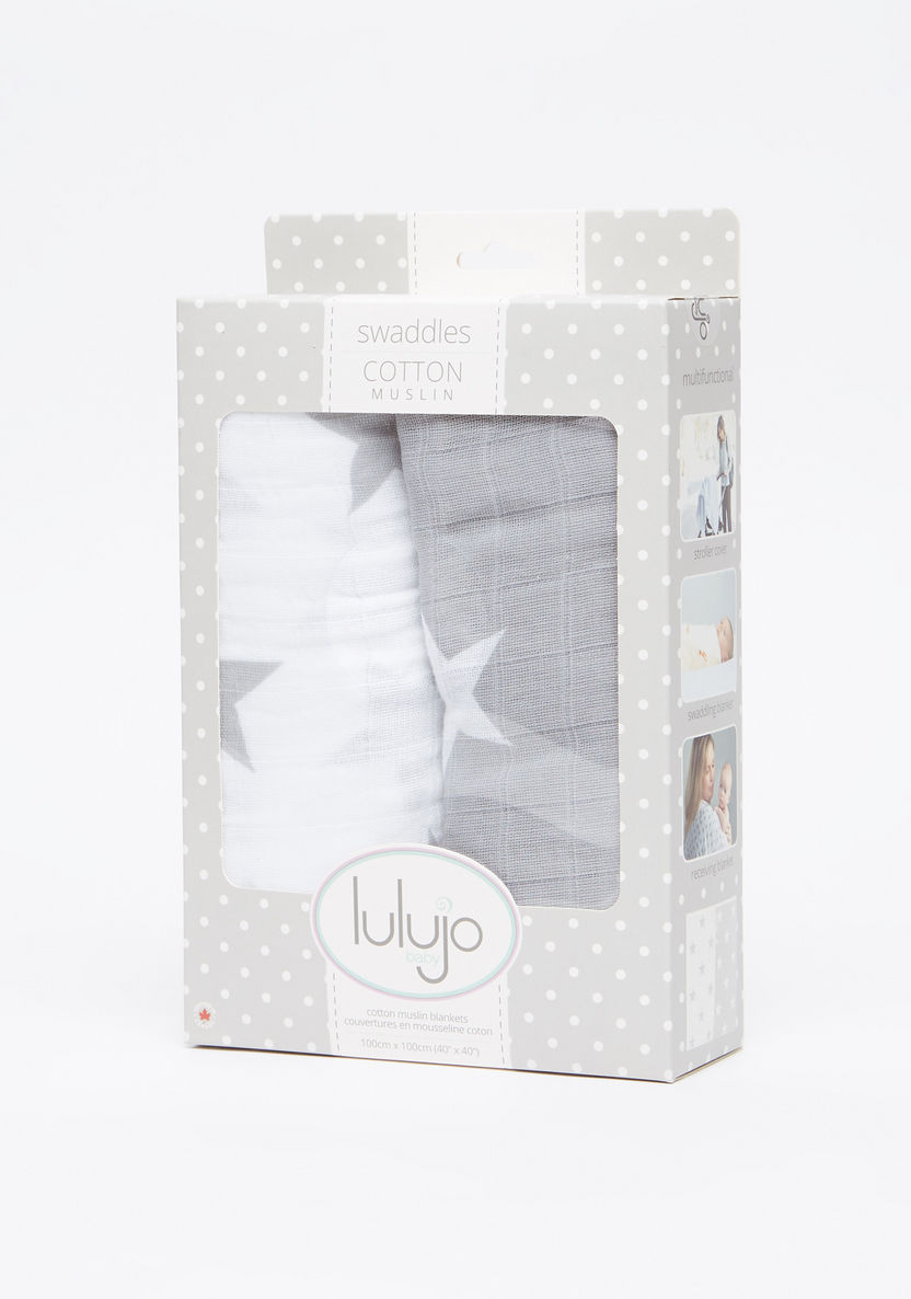 Lulujo Star Printed Swaddle Blanket - Set of 2-Swaddles and Sleeping Bags-image-3