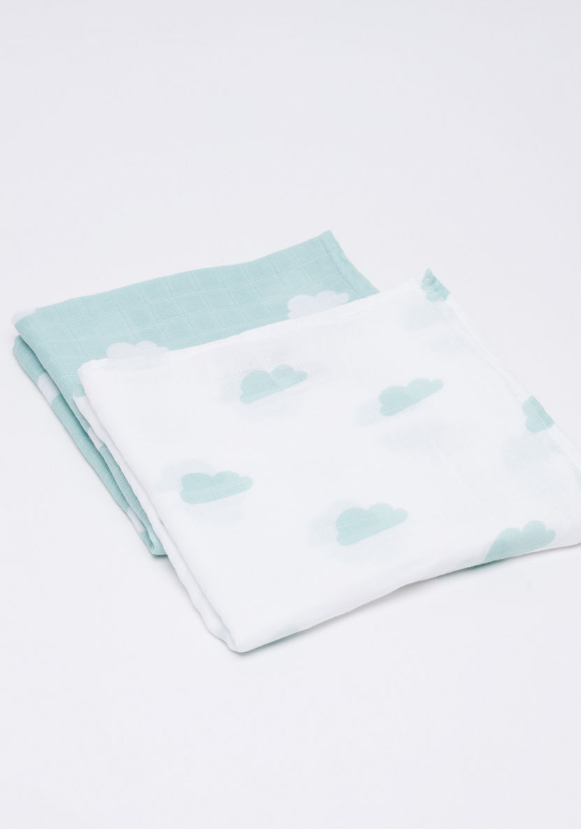 Lulujo Clouds Printed Swaddles - Set of 2-Swaddles and Sleeping Bags-image-2