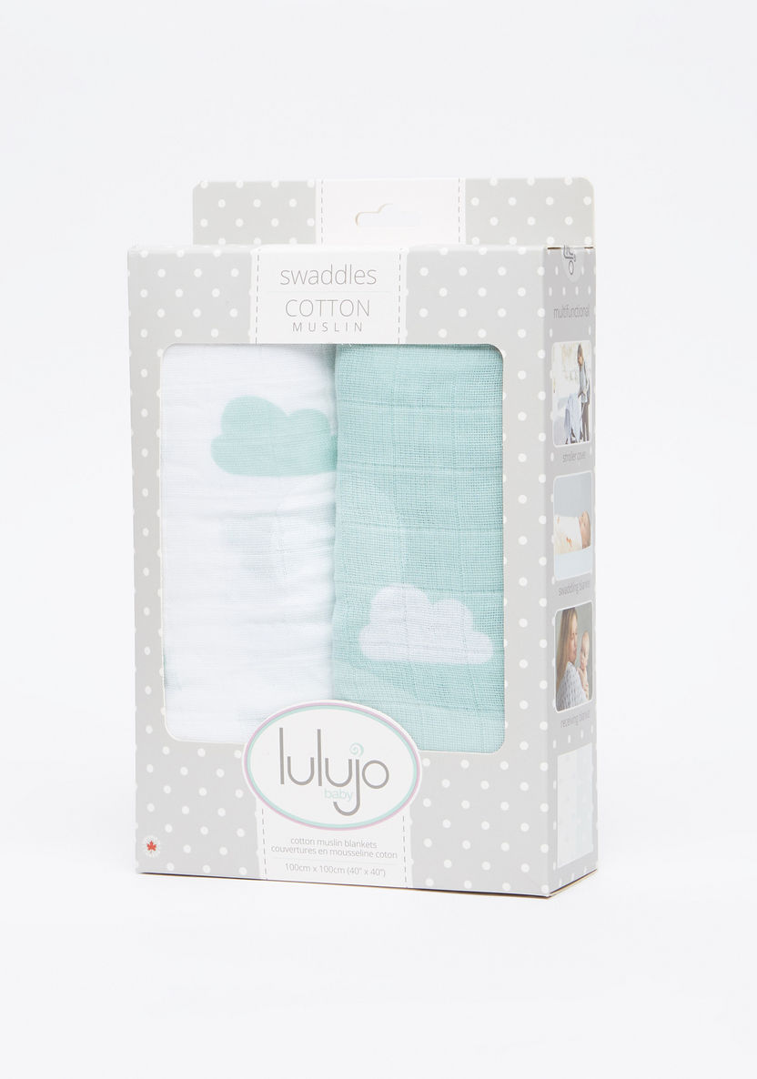 Lulujo Clouds Printed Swaddles - Set of 2-Swaddles and Sleeping Bags-image-3