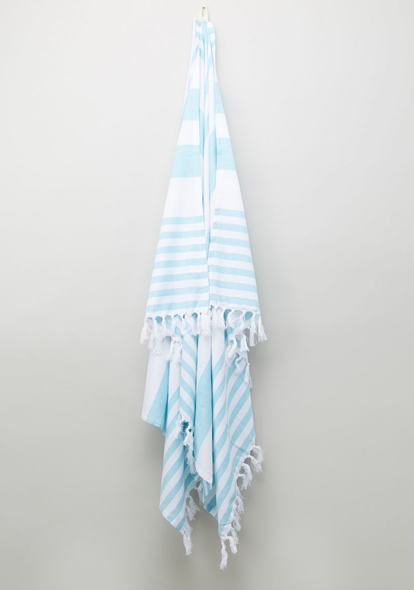 Lulujo Striped Turkish Towel with Tassels-Towels and Flannels-image-1