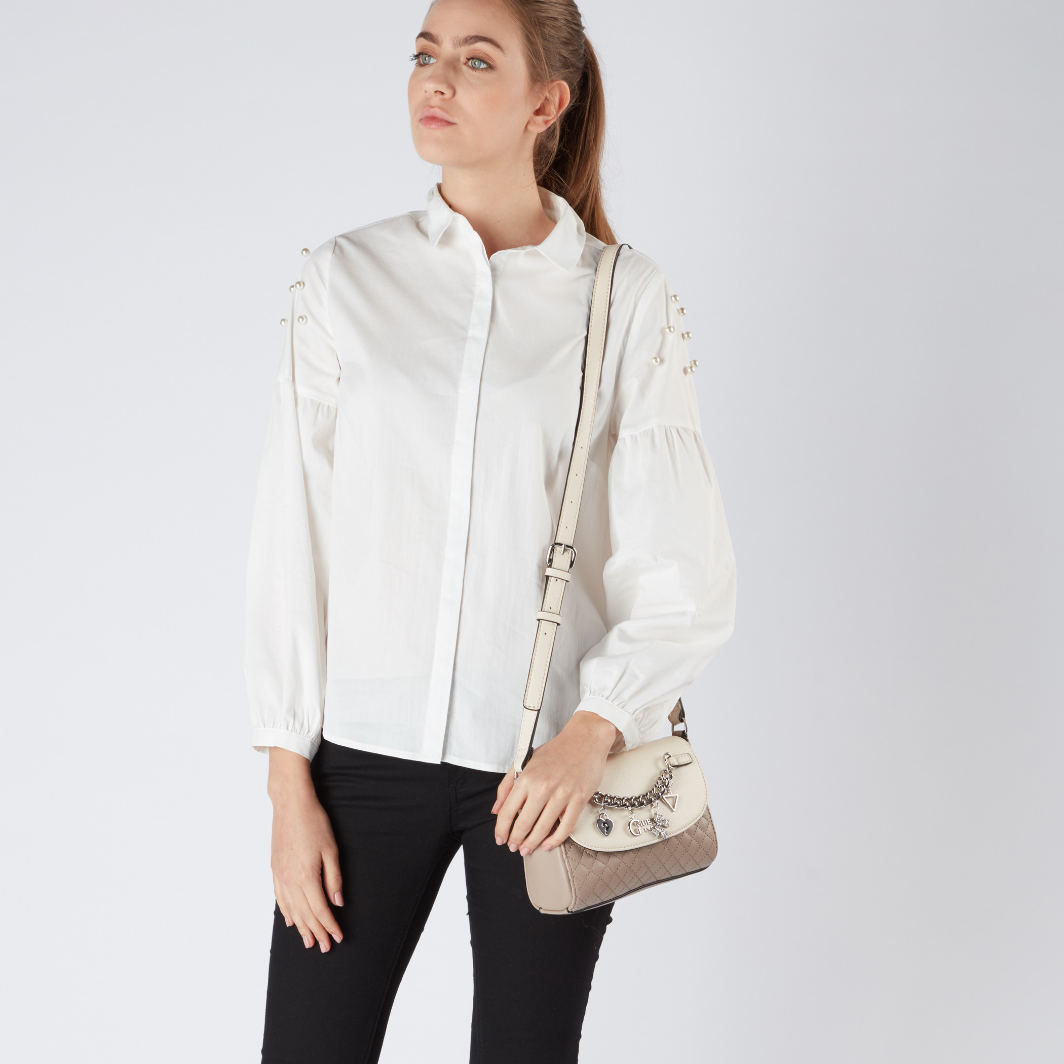 ショルダーバッグ・ポシェット Guess EDITAEDITA Quilted Charm Satchel Bag HP1A3A39 Shop Guess Quilted Satchel Bag with Snap Closure and
