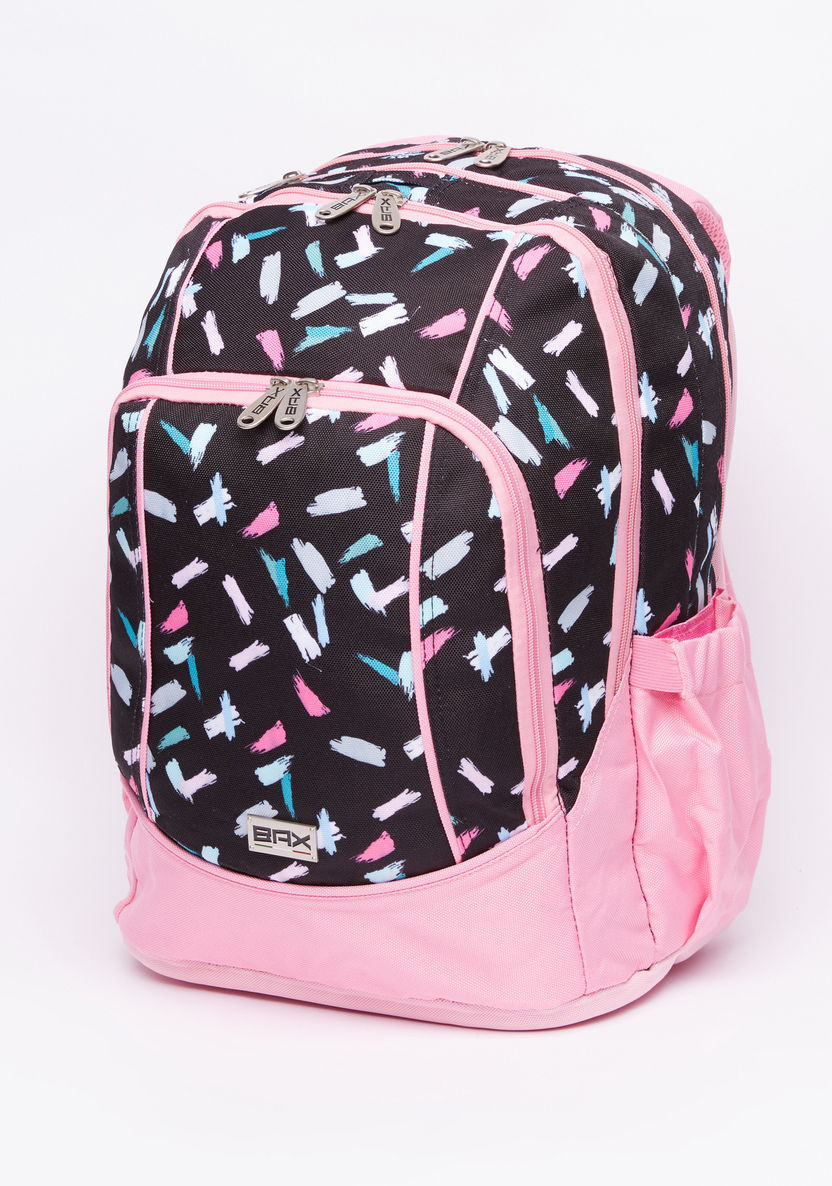 Printed Backpack with Zip Closure-Backpacks-image-0
