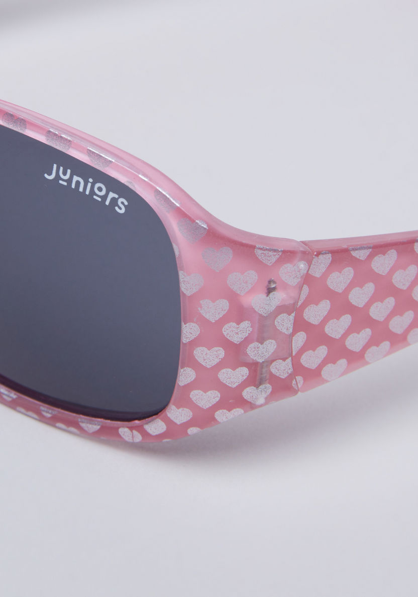 Juniors Hearts Printed Shield Sunglasses-Sunglasses-image-1
