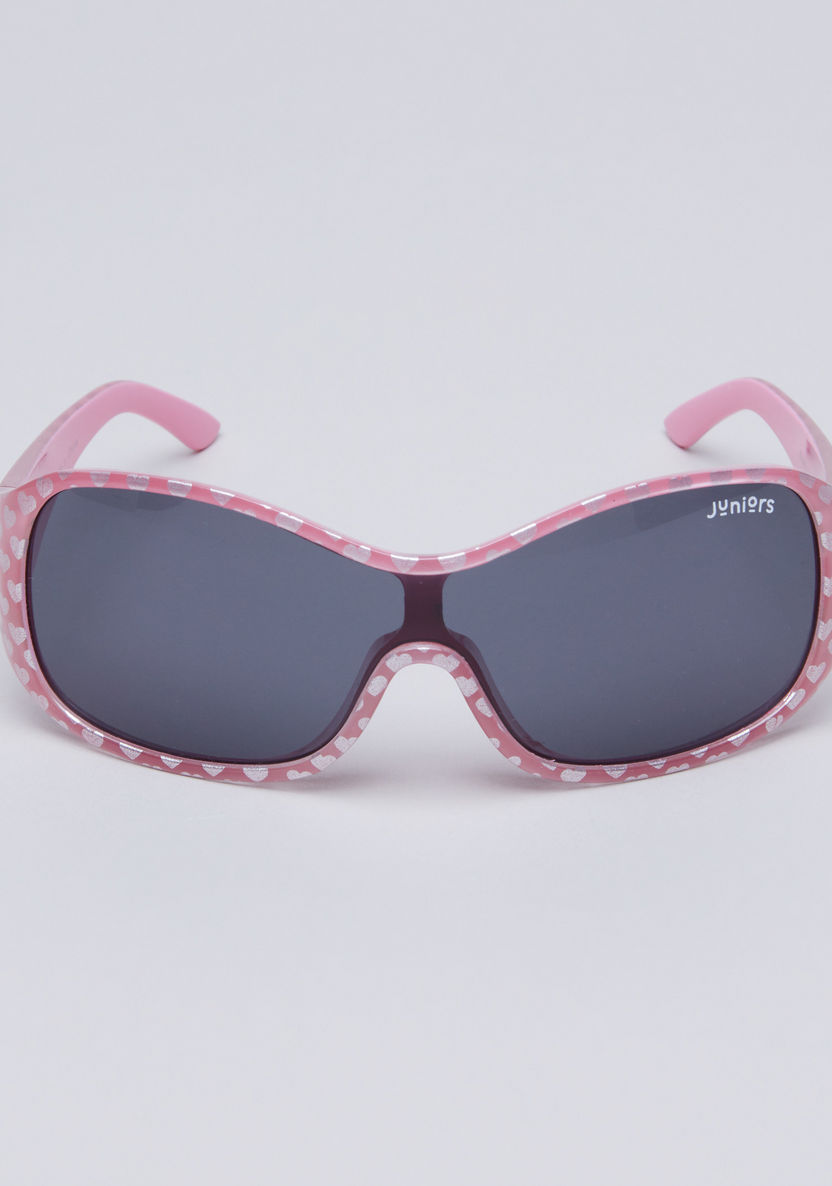 Juniors Hearts Printed Shield Sunglasses-Sunglasses-image-2