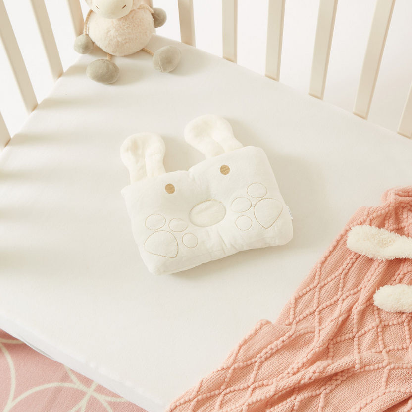 Juniors Bunny Shaped Pillow with Embroidery and Applique Detail-Baby Bedding-image-0