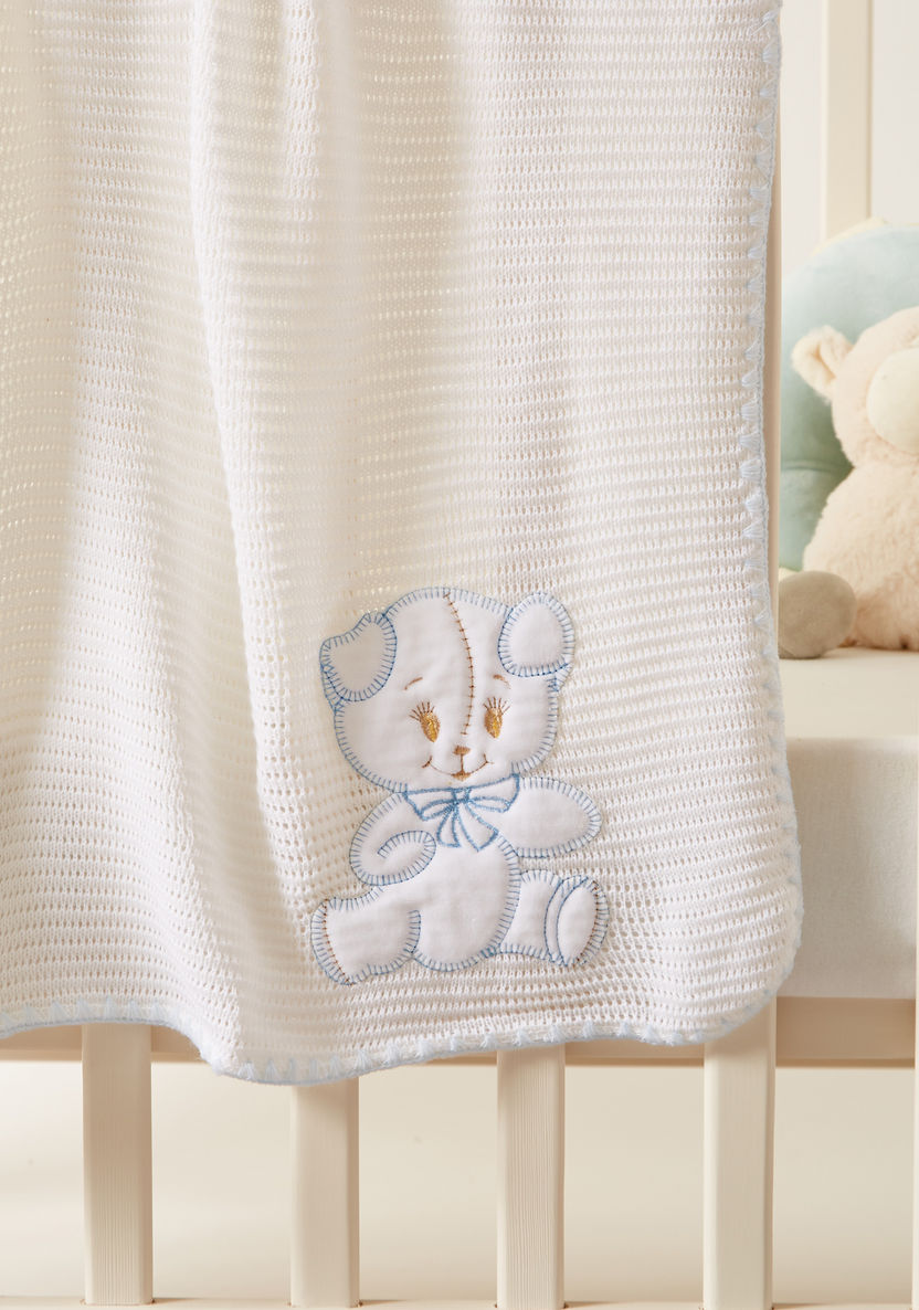 Juniors Bear Applique Detail Shawl - 100x100 cms-Blankets and Throws-image-2