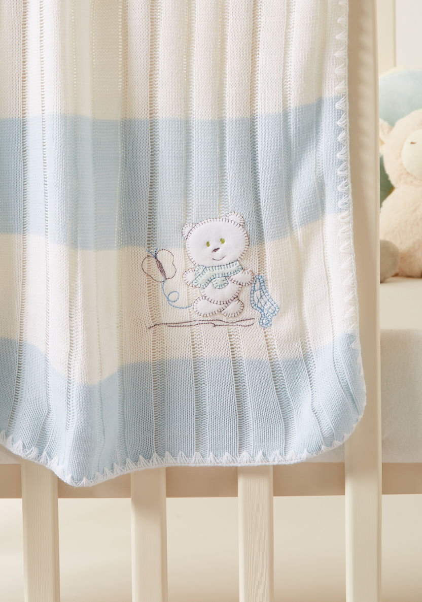 Juniors Bear Applique Shawl Scarf - 100x100 cms-Blankets and Throws-image-2