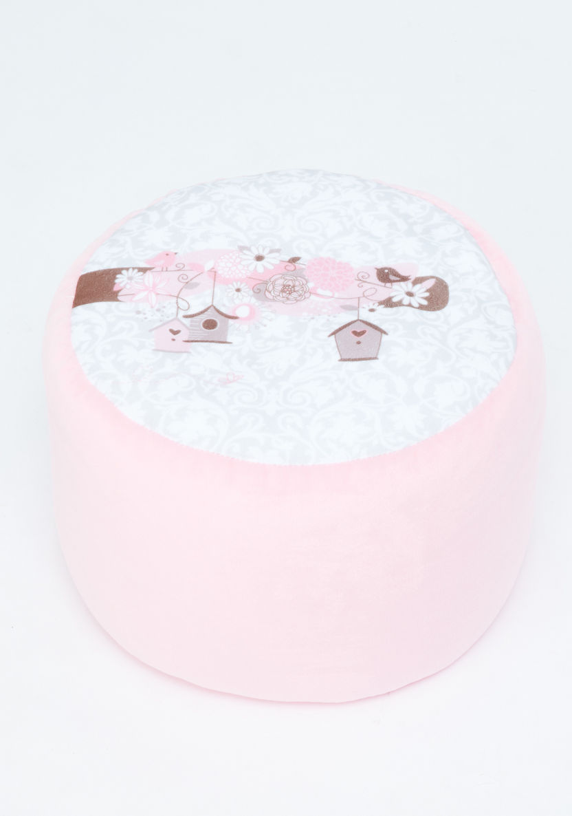 Juniors Bird Nest Printed Round Ottoman-Chairs and Tables-image-1