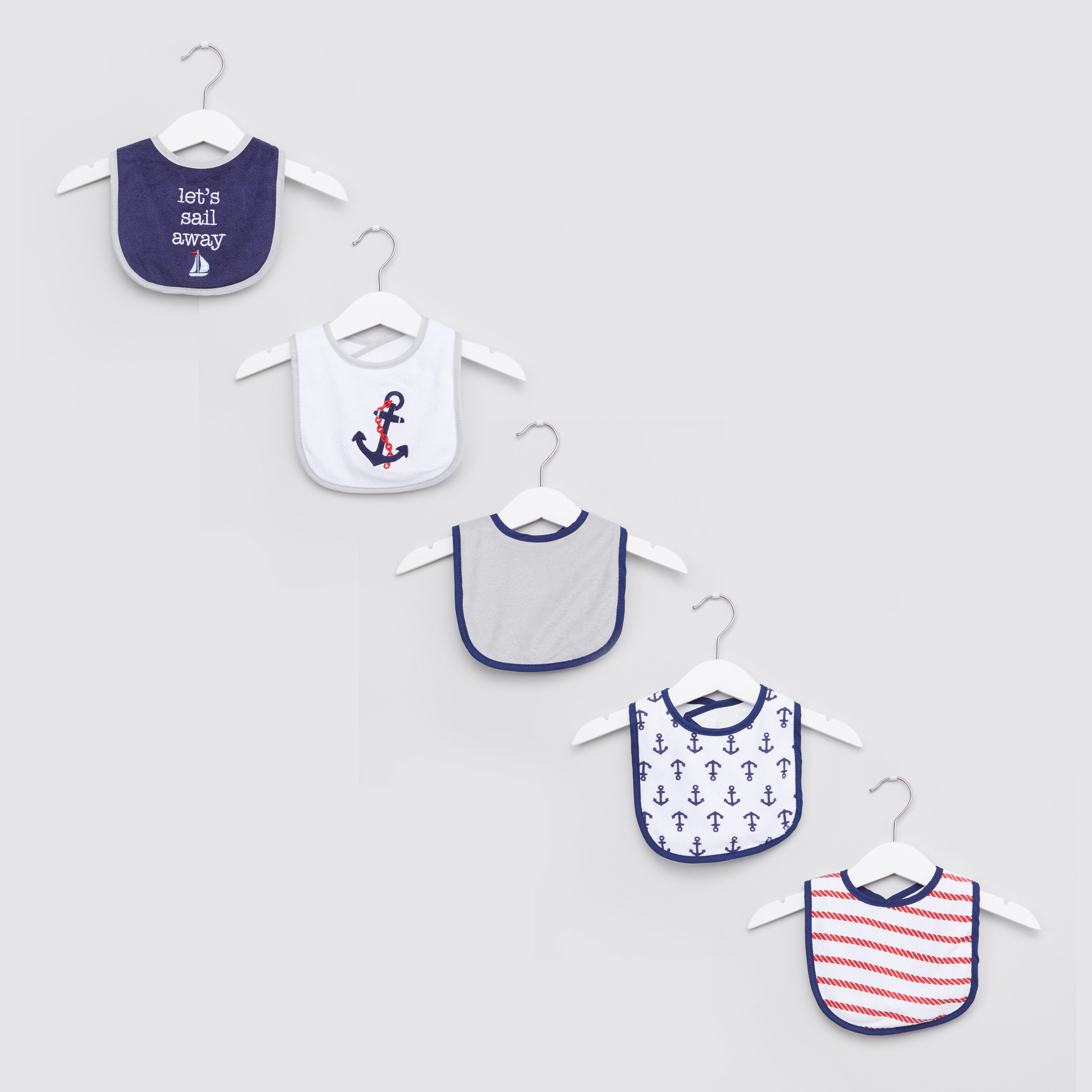 Luvable Friends Embroidered Bib with Hook and Loop Closure - Set of 5-baby-feeding-bibs-image-1