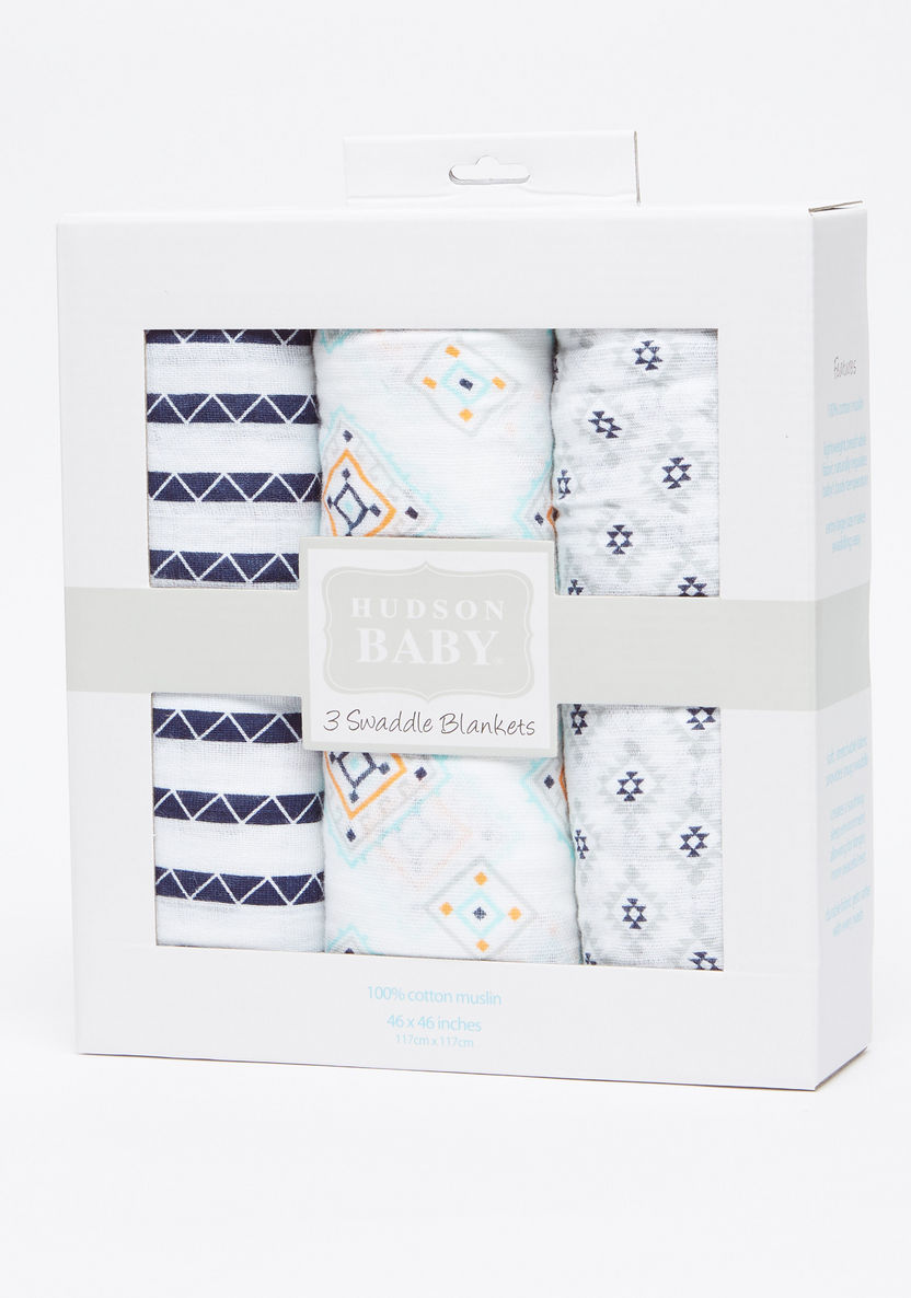 Hudson Baby Printed Swaddle Blanket - Set of 3-Blankets and Throws-image-3