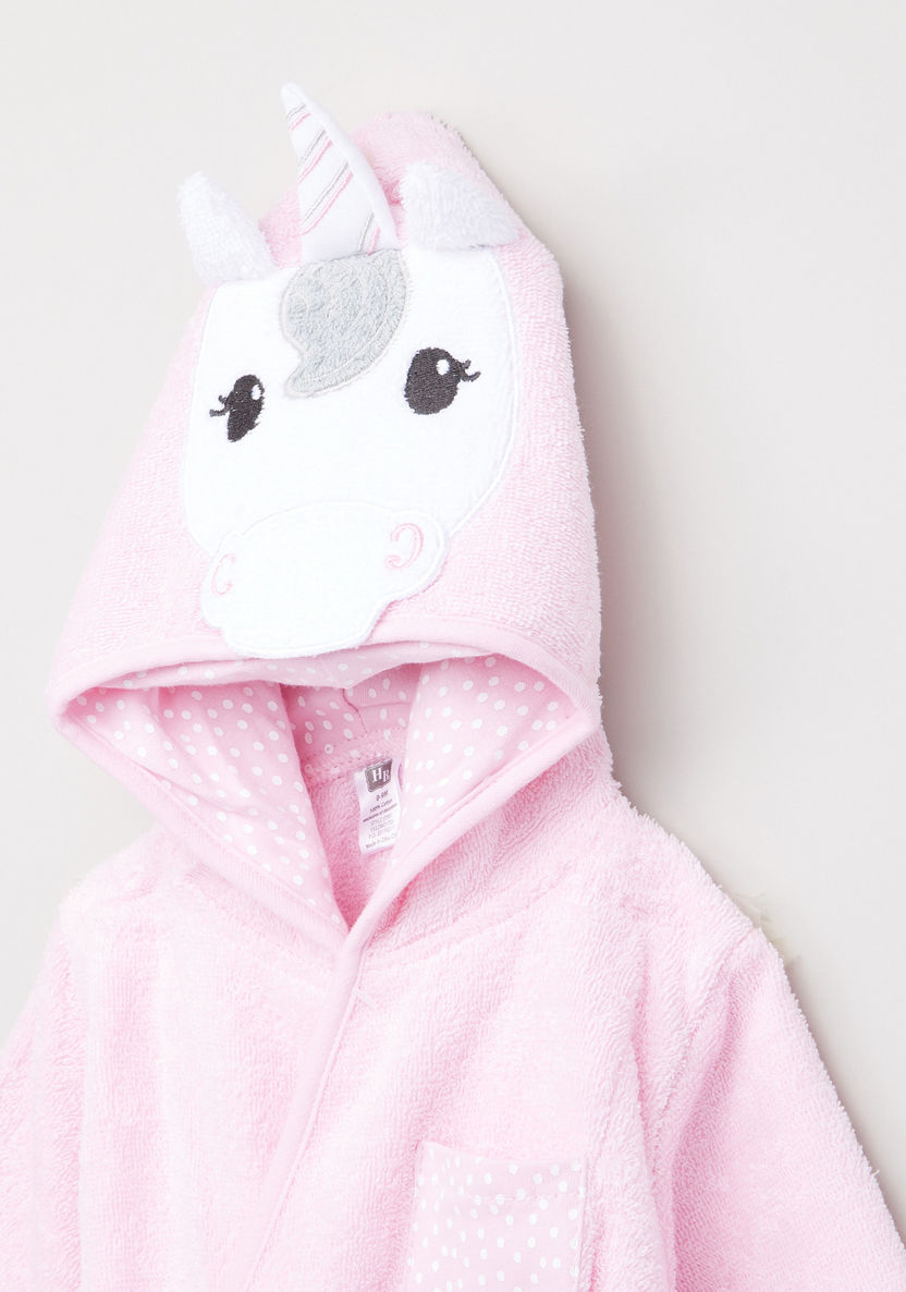 Hudson Baby Unicorn Hood Bathrobe with Long Sleeves-Towels and Flannels-image-3