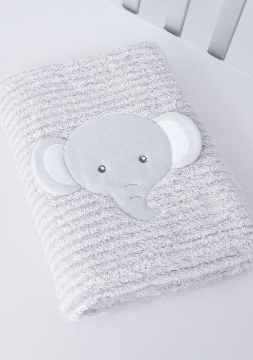 Juniors Textured 2-Tone Blanket with Elephant Applique - 76x102 cms-Blankets and Throws-image-0