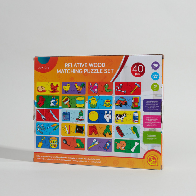 Juniors 40-Piece Relative Wood Matching Puzzle Set
