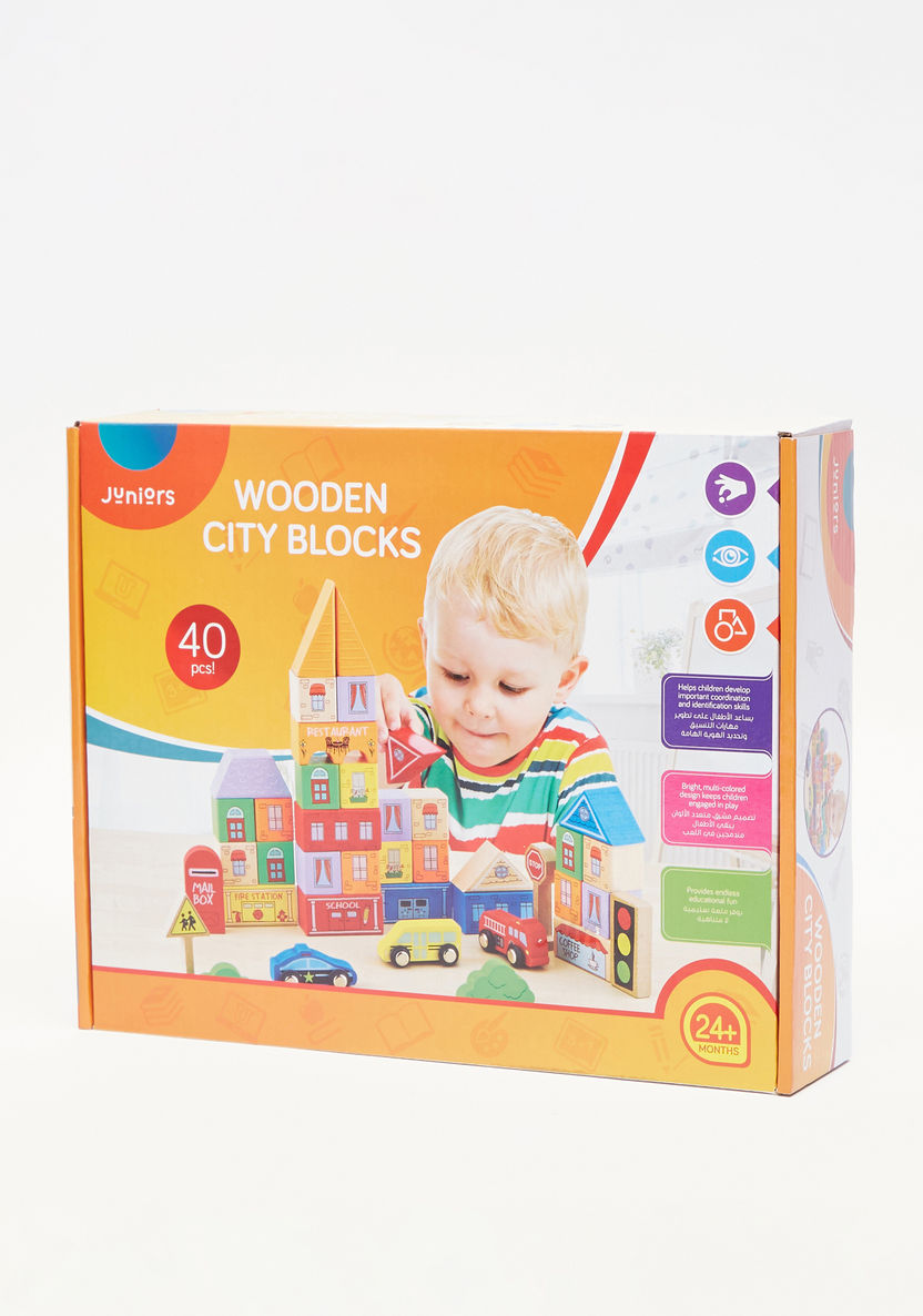 Juniors Wooden City Blocks Set - 40 Pieces-Blocks%2C Puzzles and Board Games-image-0
