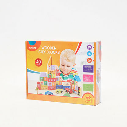 Juniors Wooden City Blocks Set - 40 Pieces-Blocks%2C Puzzles and Board Games-image-0