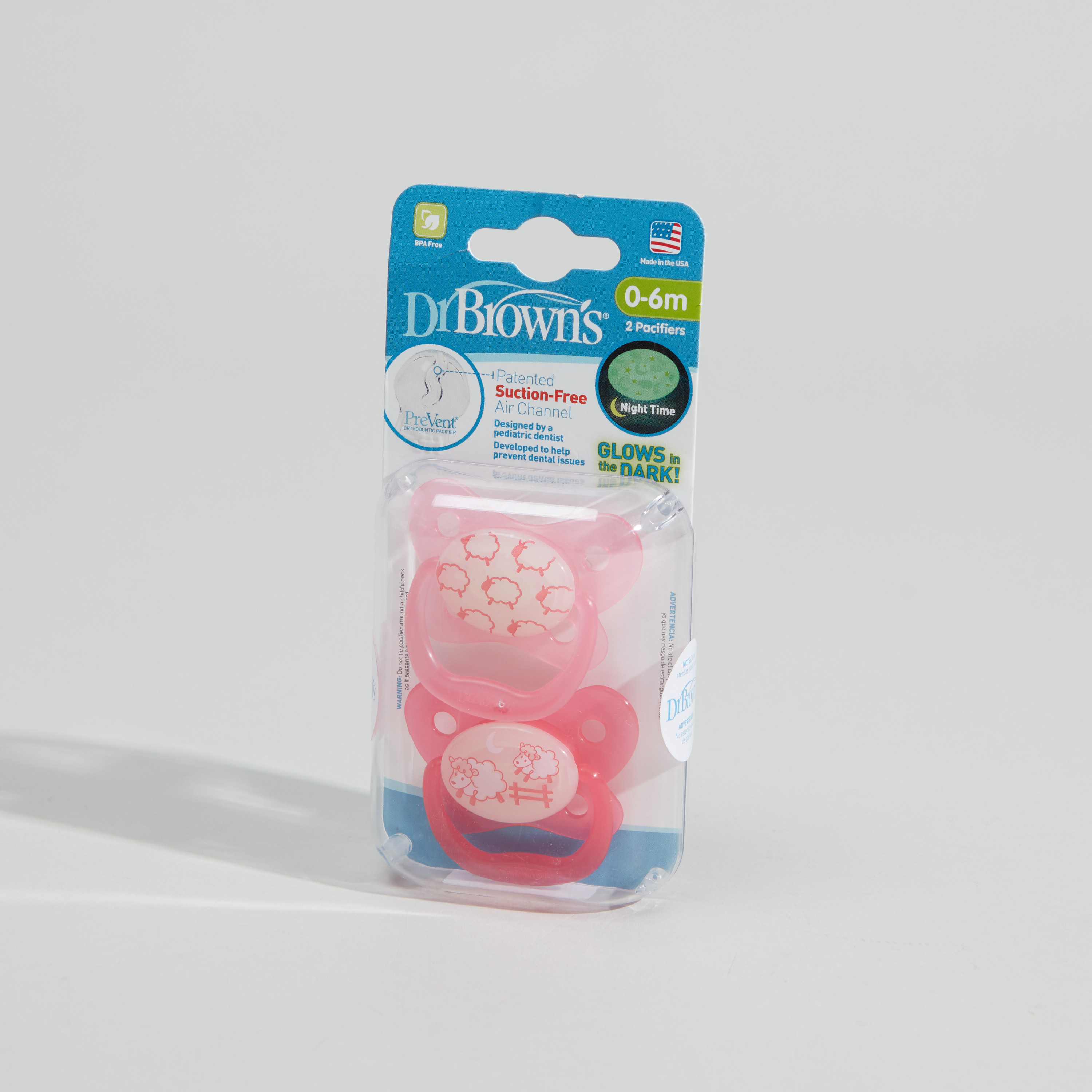 طقم لهايات تضيء في الظلام قياس 1 من دكتور براونز - قطعتين- من 0 الى 6 أشهر-baby-feeding-pacifiers-image-1