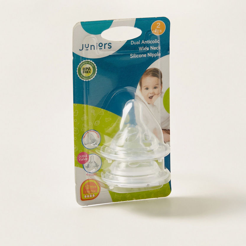 Juniors Dual Anti-Colic Wide Neck Teat - Set of 2-Bottles and Teats-image-3