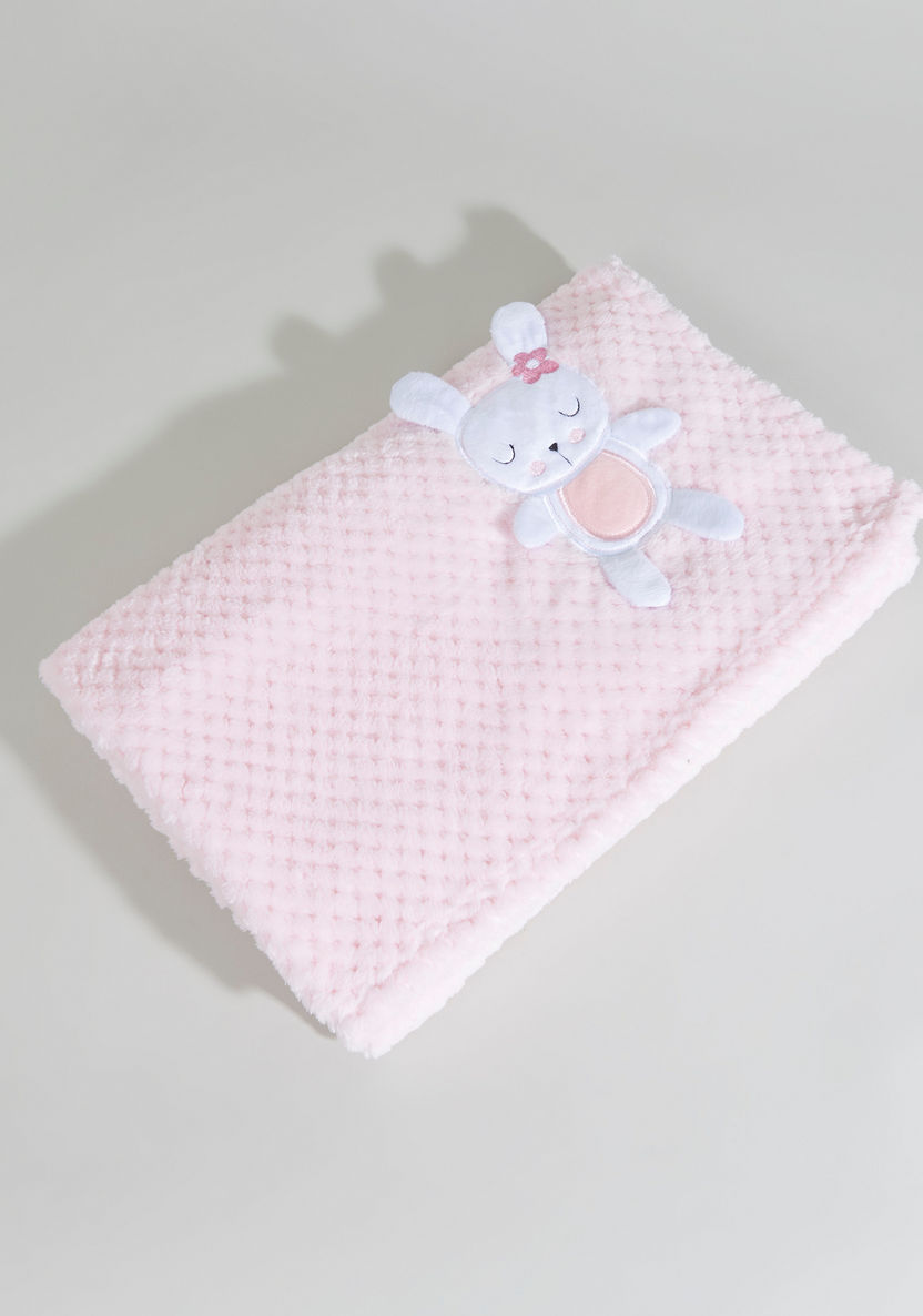 Waffle Textured 3D Bunny Applique Blanket - 80x110 cms-Blankets and Throws-image-0