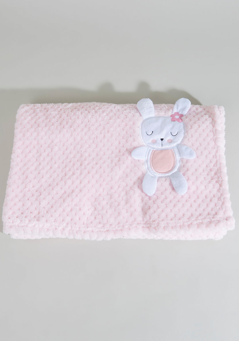 Waffle Textured 3D Bunny Applique Blanket - 80x110 cms-Blankets and Throws-image-1