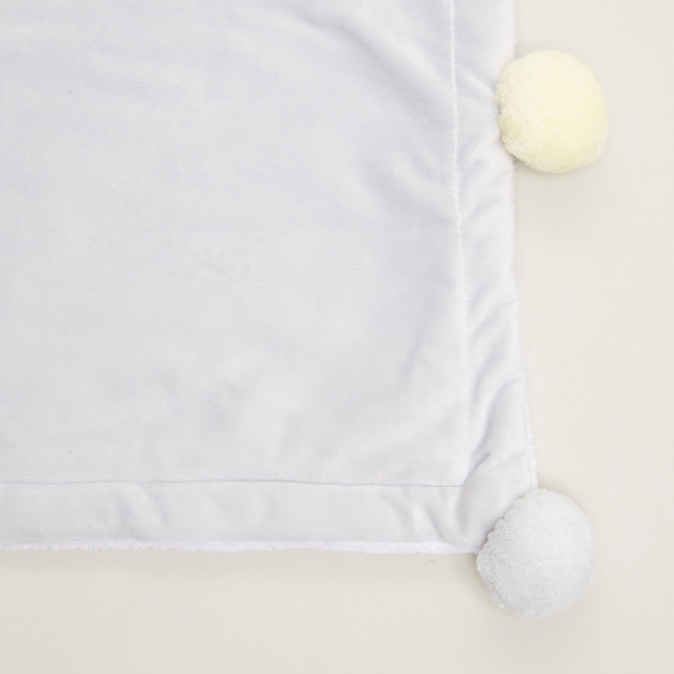 Juniors Suede Pom-Pom Detail Plush Blanket - 76x102 cms